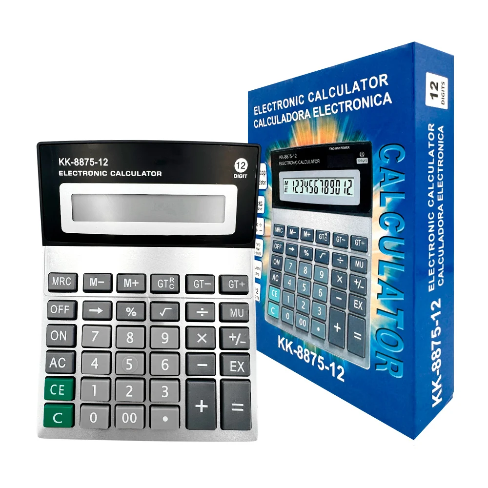 Calculadora electrónica bicolor, grande, con pantalla digital y detal…
