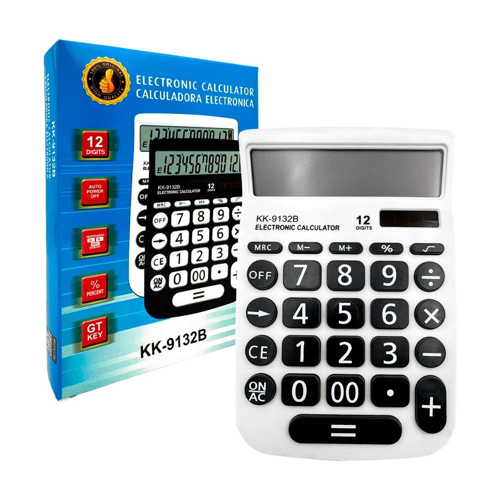 Calculadora electrónica grande de 12 dígitos, con función a pilas y p…
