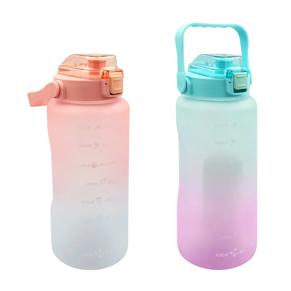 Botella de plástico bicolor motivacional personalizable con stickers,…