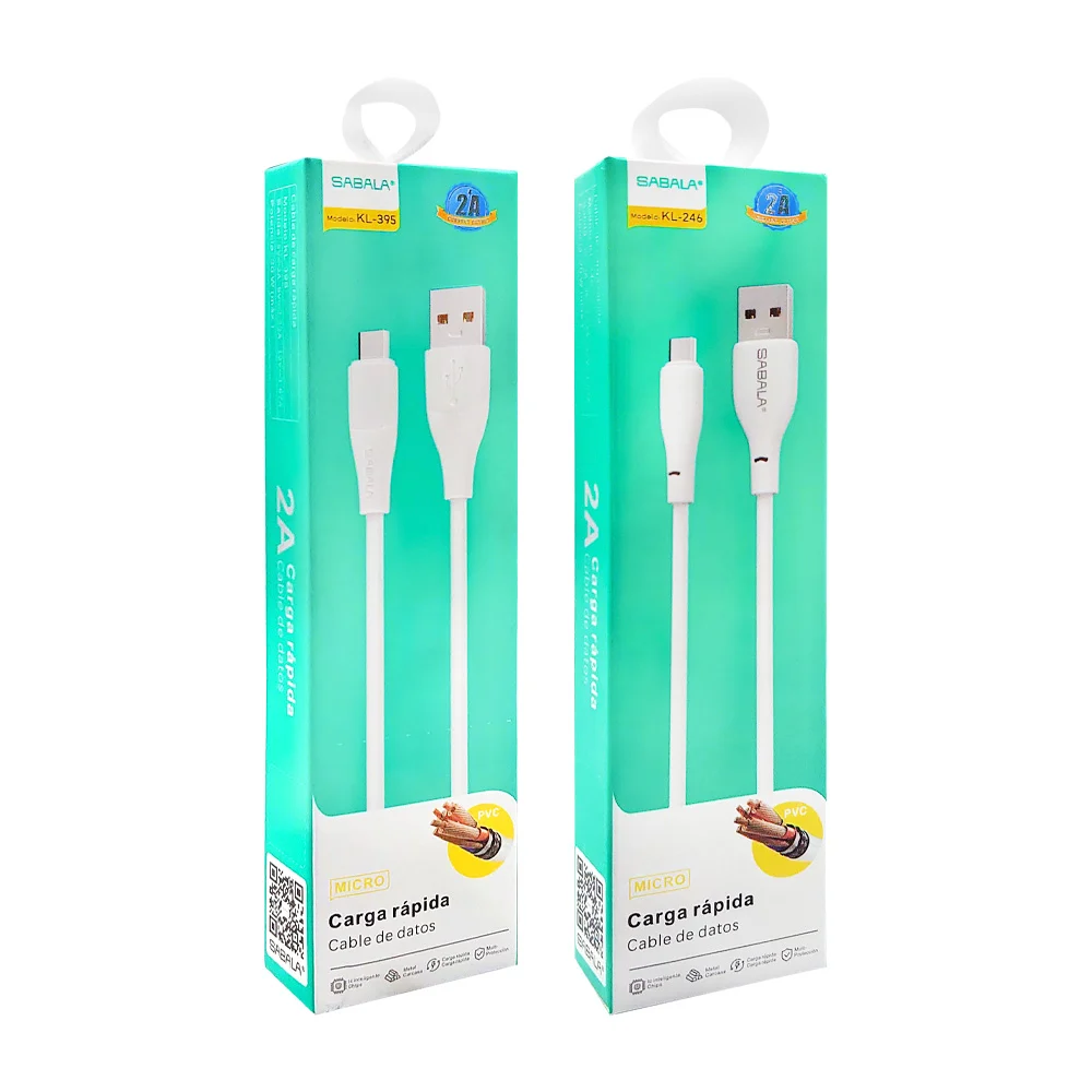 Cable usb blanco sabala de carga rápida con entrada micro tipo v8, 1m…