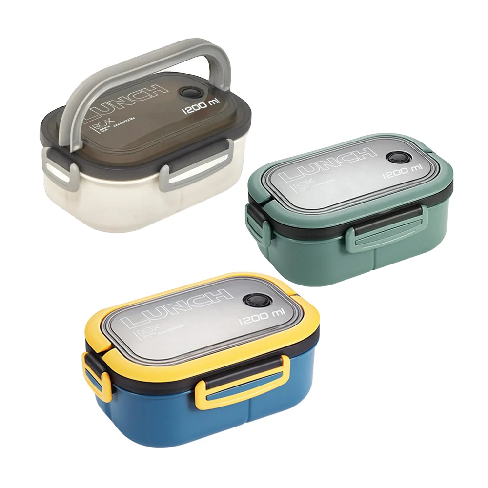 Tupper rectangular lunch box de 2 niveles con 6 compartimientos, cubi…