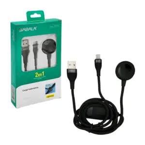Cable 2en1, usb a ip + salida inalámbrica para smartwatch, recubrimie…