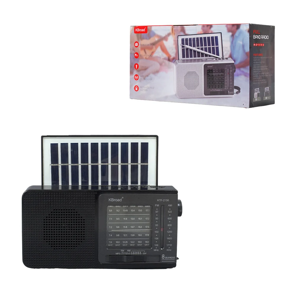 Bocina tipo radio inalambrica con panel solar, antena y luz led, reca…