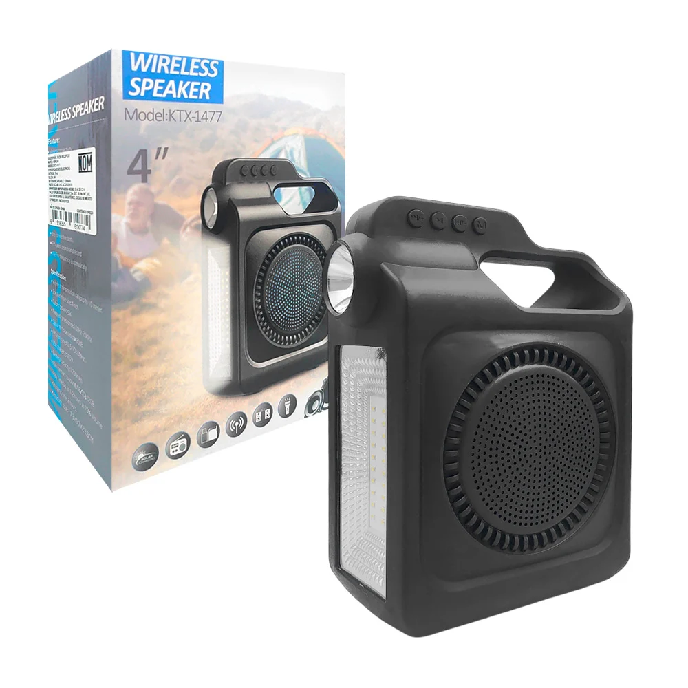 Bocina portátil inalámbrica con doble linterna, conexión bluetooth, u…