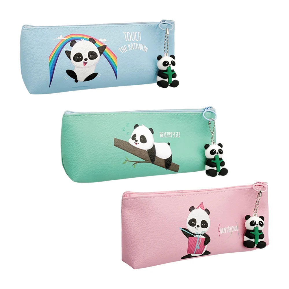 Colorera - lapicera rectangular con estampado de panda y cierre con m…