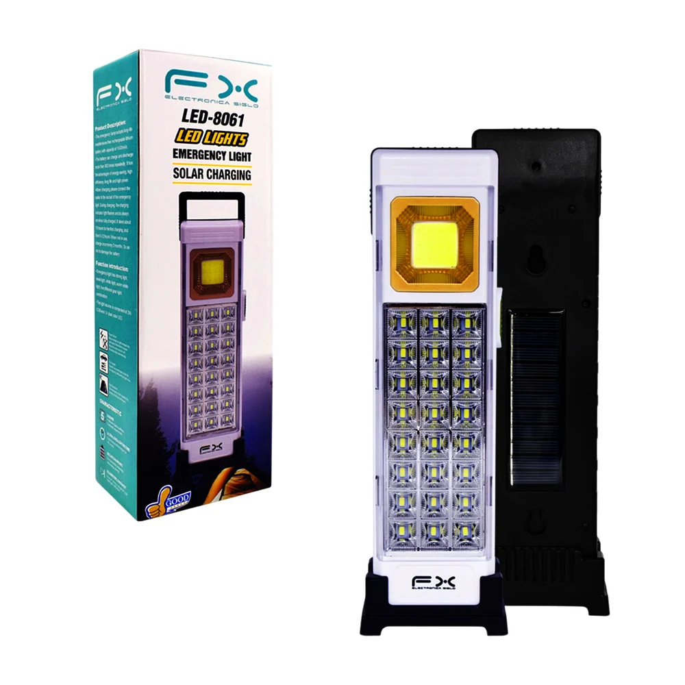 Lámpara de emergencia fx con 4 intensidades de luz y panel solar / le…