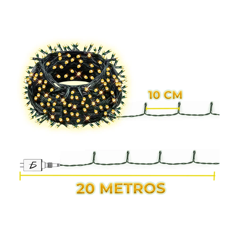 Serie de 20 metros para exteriores con focos led de luz cálida / led.…