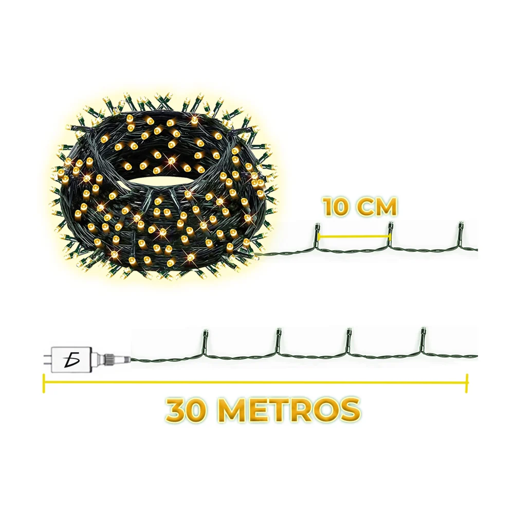 Serie de 30 metros para exteriores con focos led de luz cálida / led.…