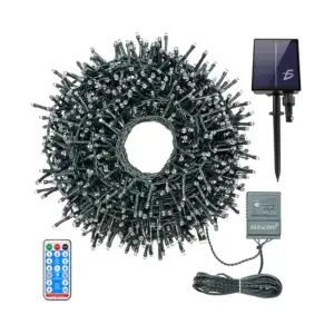 Serie de 20 metros con luz led cálida, control y panel solar para jar…