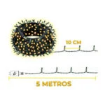 Serie de 5 metros con luz led cálida, control y panel solar para jardín / led.80.5m