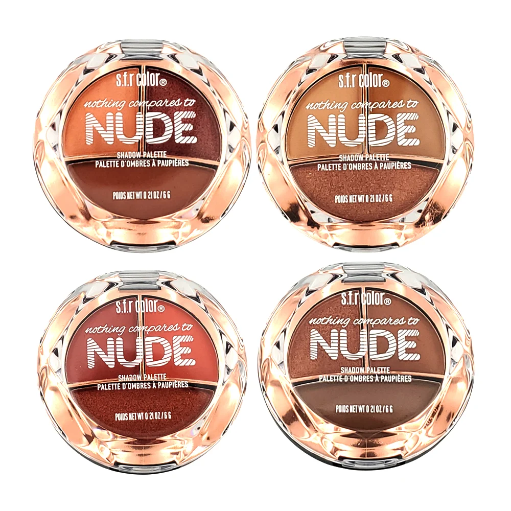 1pza Mini paleta de sombras circular con 3 colores en tonos nude para…