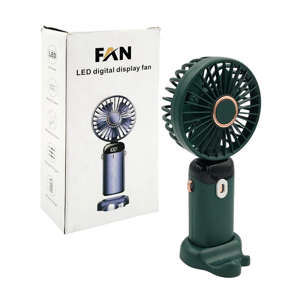 Ventilador de mano recargable con pantalla digital, base con soporte …