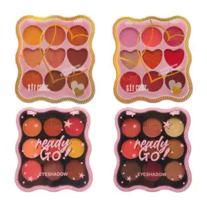Paleta de maquillaje cuadrada con bordes ondulados con 9 tonos de som…