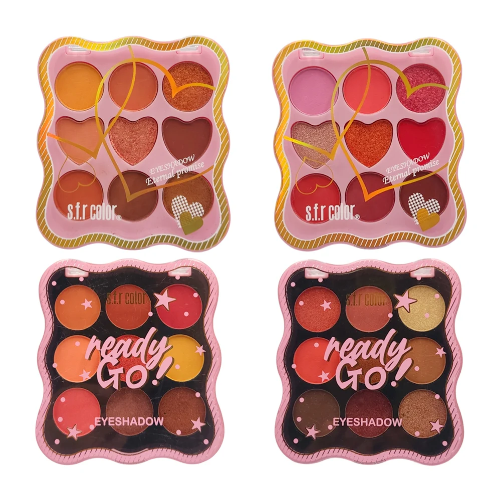 Paleta de maquillaje cuadrada con bordes ondulados con 9 tonos de som…