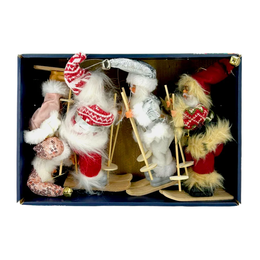 Paquete con 4 adornos colgantes decorativos con diseño de santa esqui…