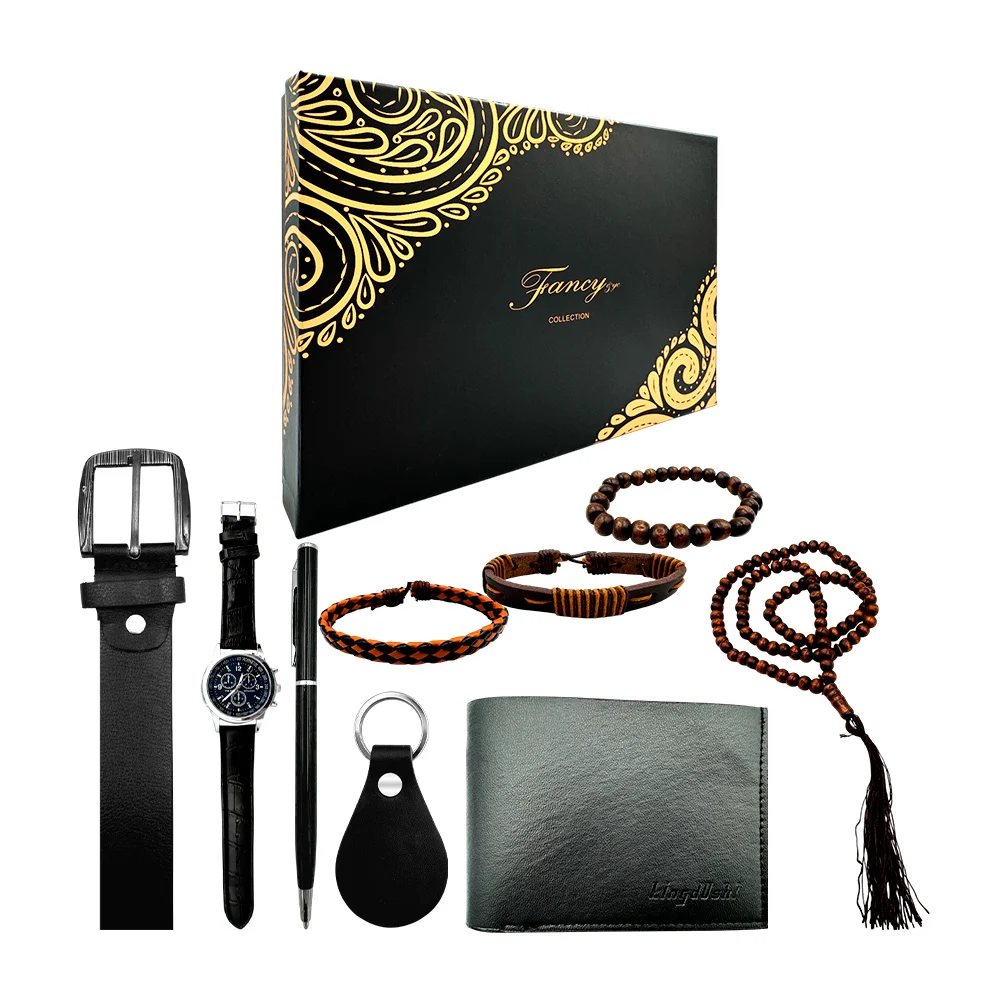 Kit de regalo para hombre con 3 pulseras, collar, llavero, reloj de m…