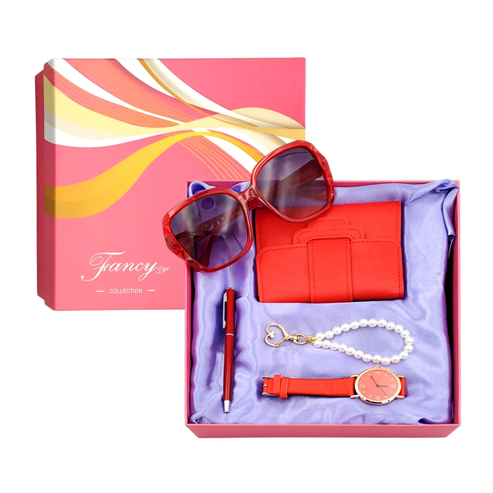 Kit de regalo para dama con pulsera, bolígrafo, cartera, reloj de man…
