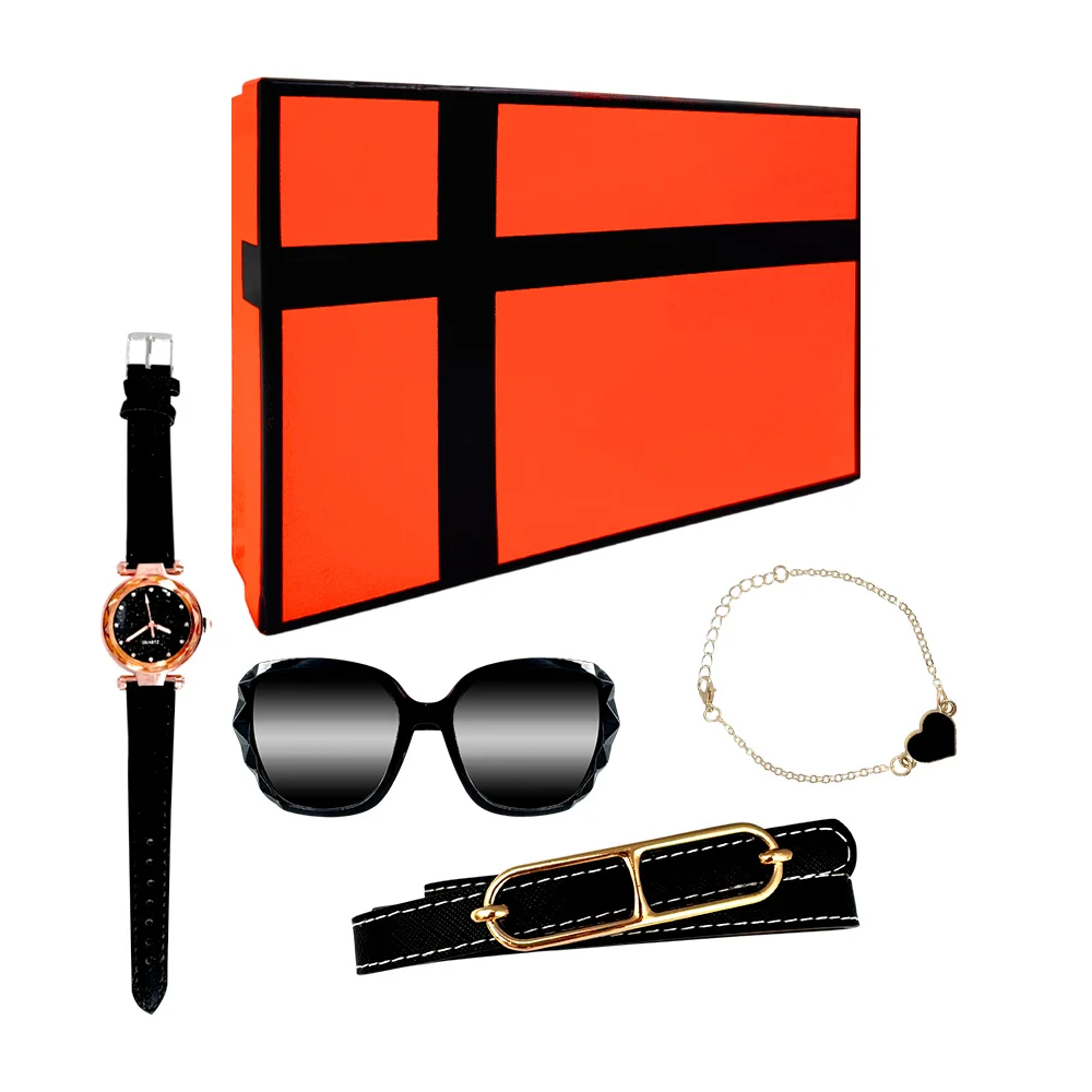 Kit de regalo para dama con pulsera, cinturón, reloj de mano y lentes…