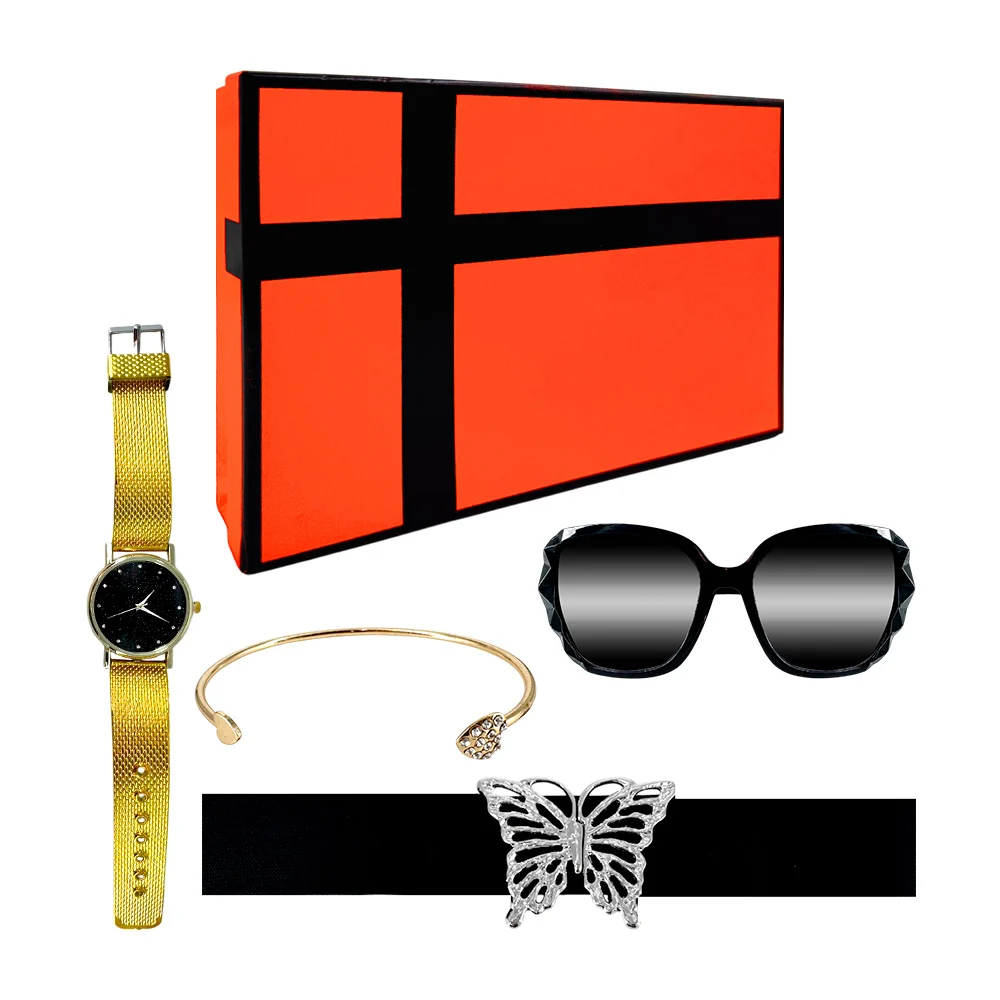 Kit de regalo para dama con cinturón, reloj de mano, pulsera y lentes…