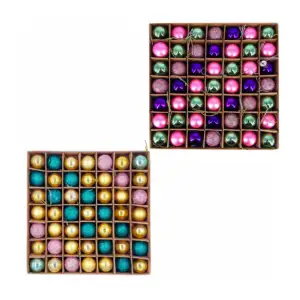 Caja con 49 mini esferas navideñas metálicas y con diamantina, 3cm, v…