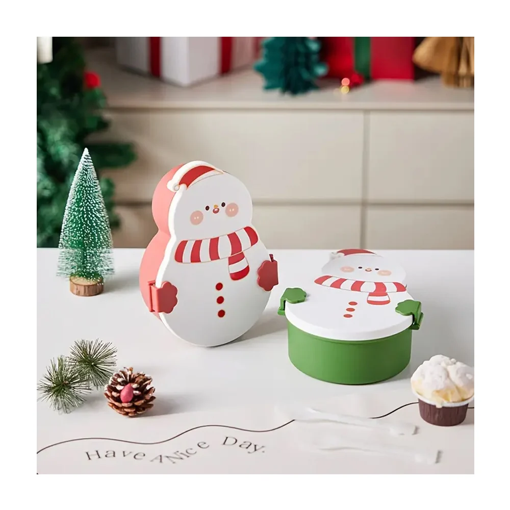 Tupper con diseño de muñeco de nieve de 2 compartimentos + cubiertos,…