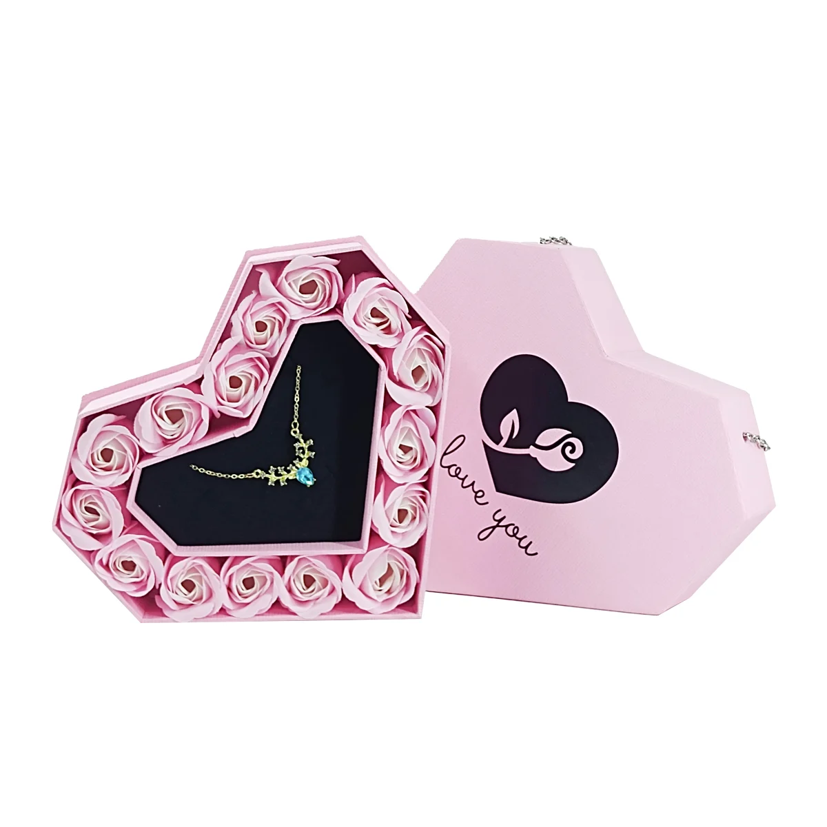 Bolsa de mano en forma de corazón + perlas, con 15 rosas eternas arti…