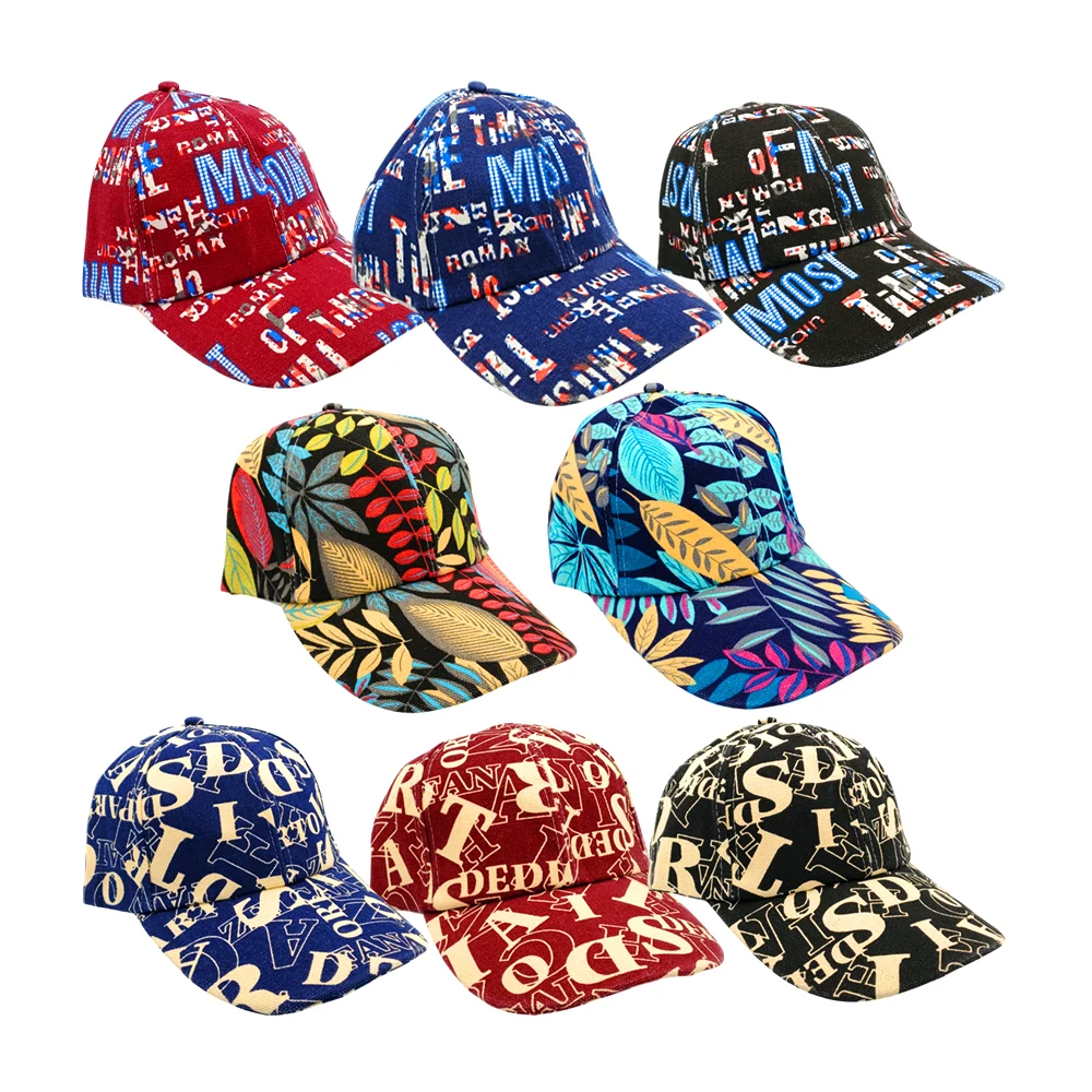 Gorra de tela broche ajustable con estampado, variedad de colores y m…