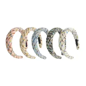 1pza Diadema acolchada con diseño tejido e hilos multicolor, variedad…