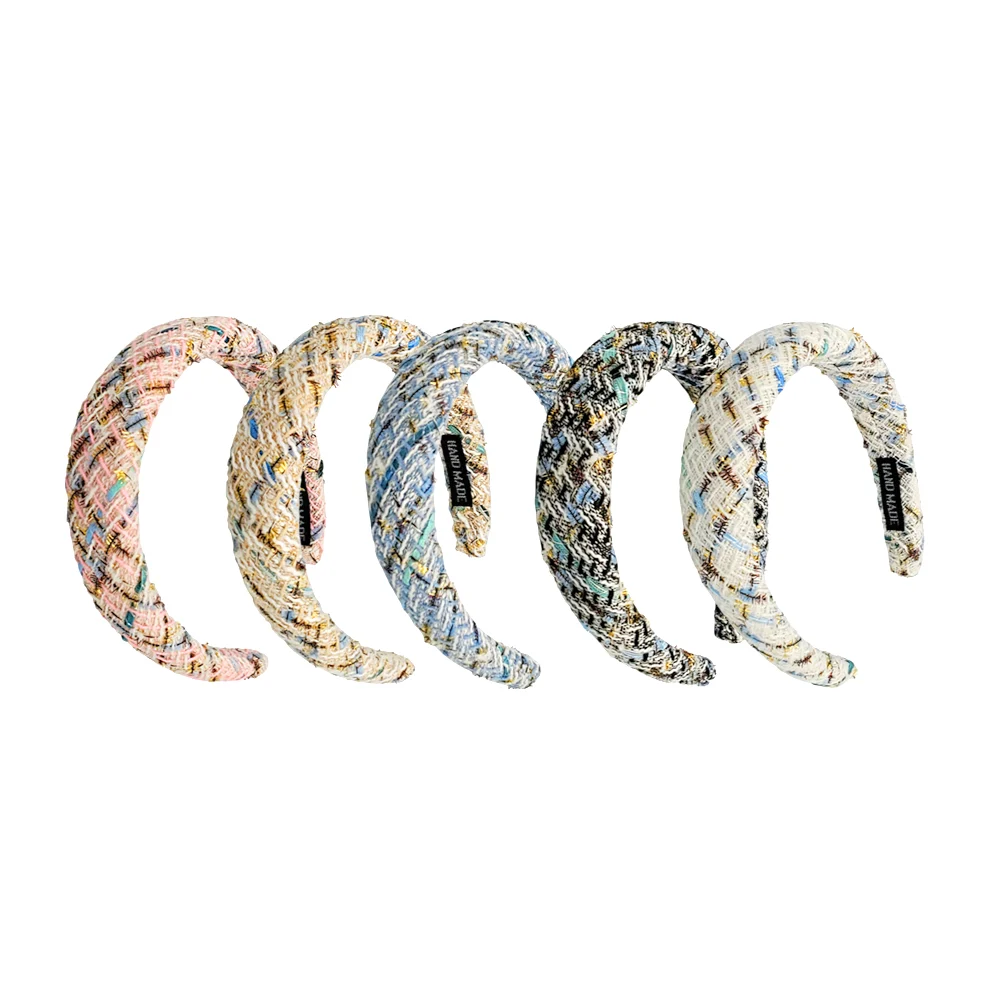 1pza Diadema acolchada con diseño tejido e hilos multicolor, variedad…