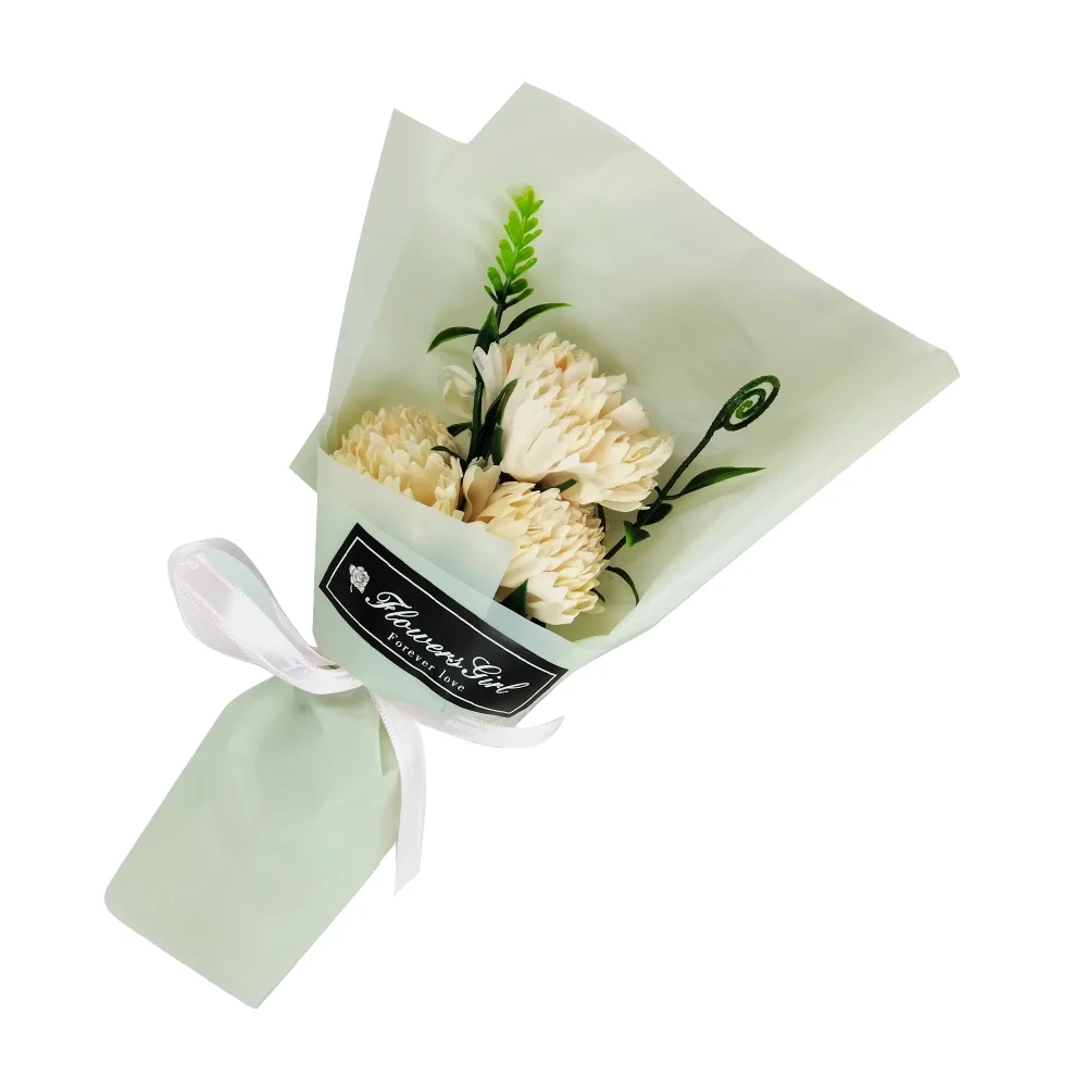 1pza Mini ramo de 3 flores artificiales con listón love can touch us …