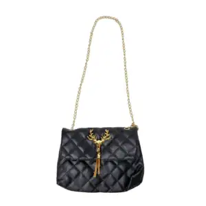 Bolsa de mano, tipo piel con efecto cosido, asa de cadena,  broche en…