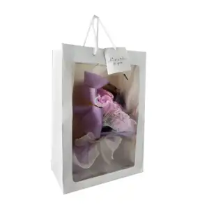Bolsa de regalo con ramo de 11 rosas artificiales con perlitas y list…