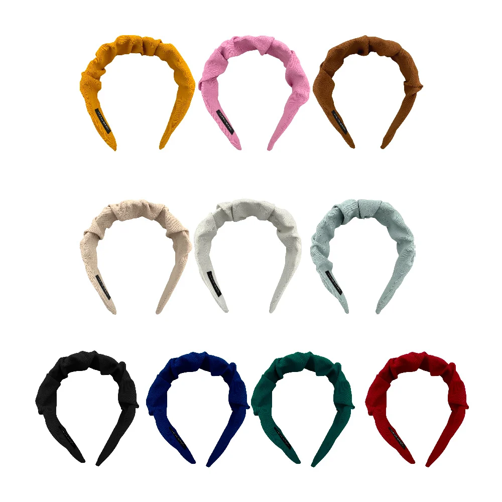 1pza Diadema de tela con pliegues - diseño corrugado, variedad de col…