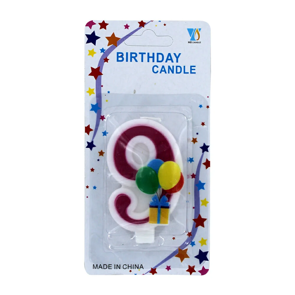 1pza Vela de cumpleaños con número y adorno de regalo globos, varieda…
