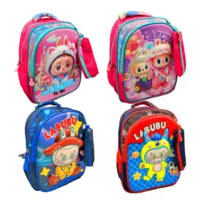 Mochila escolar infantil de 2 compartimentos con estampado de labubu …