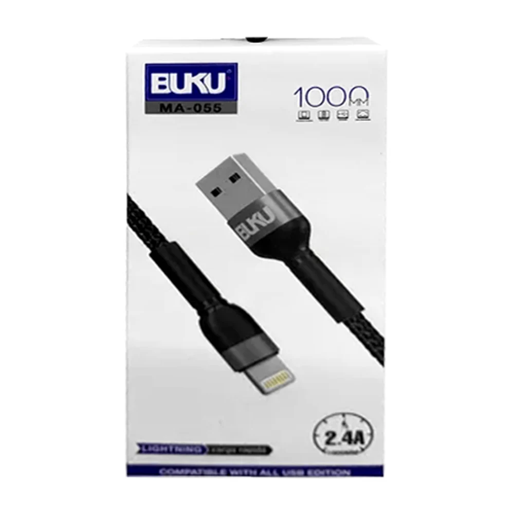 Cable usb buku de 1 metro con entrada lightning iphone para carga 2.4…