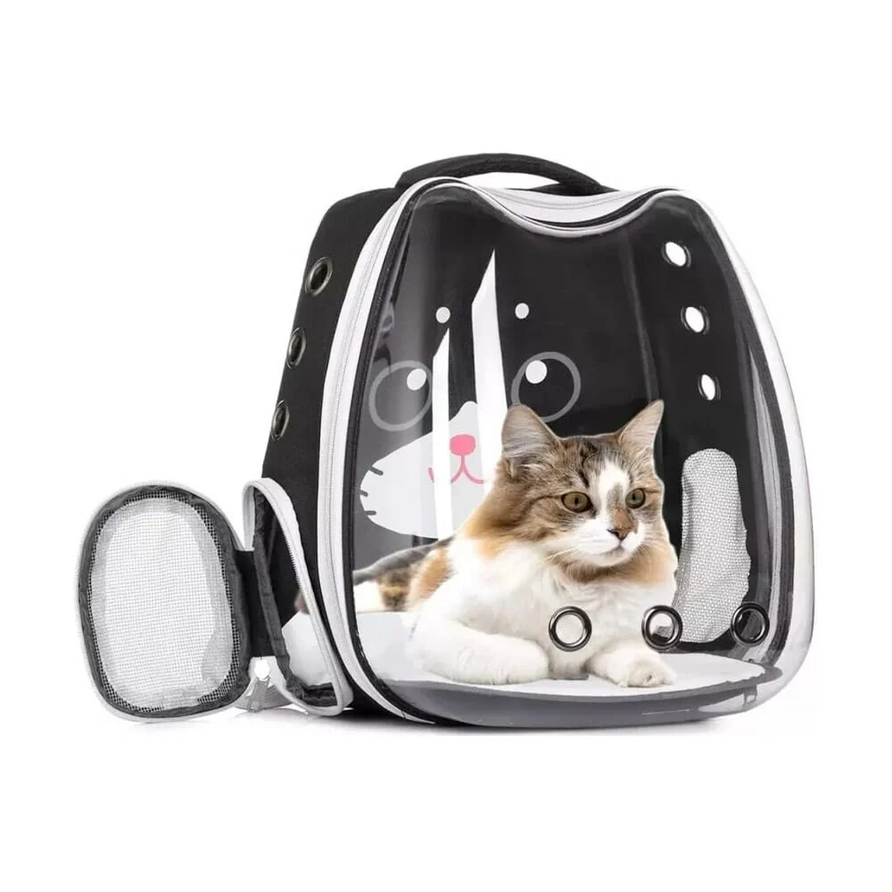 Mochila transportadora para mascotas respirable con capsula transpare…