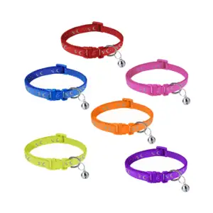 Collar para mascota de tela, broche ajustable con estampado de gatos,…