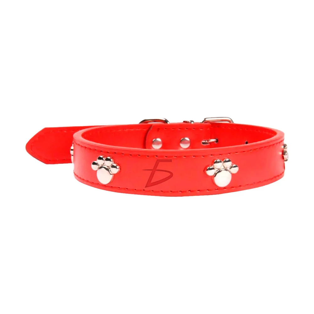 Collar ajustable de piel sintética con decoración de huellas metálica…