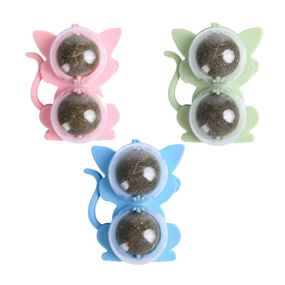 Juguete ele-gate en forma de gato con doble bola giratoria de catnip …