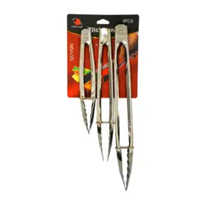 Set con 3 pinzas de acero inoxidable de diversas medidas para aliment…