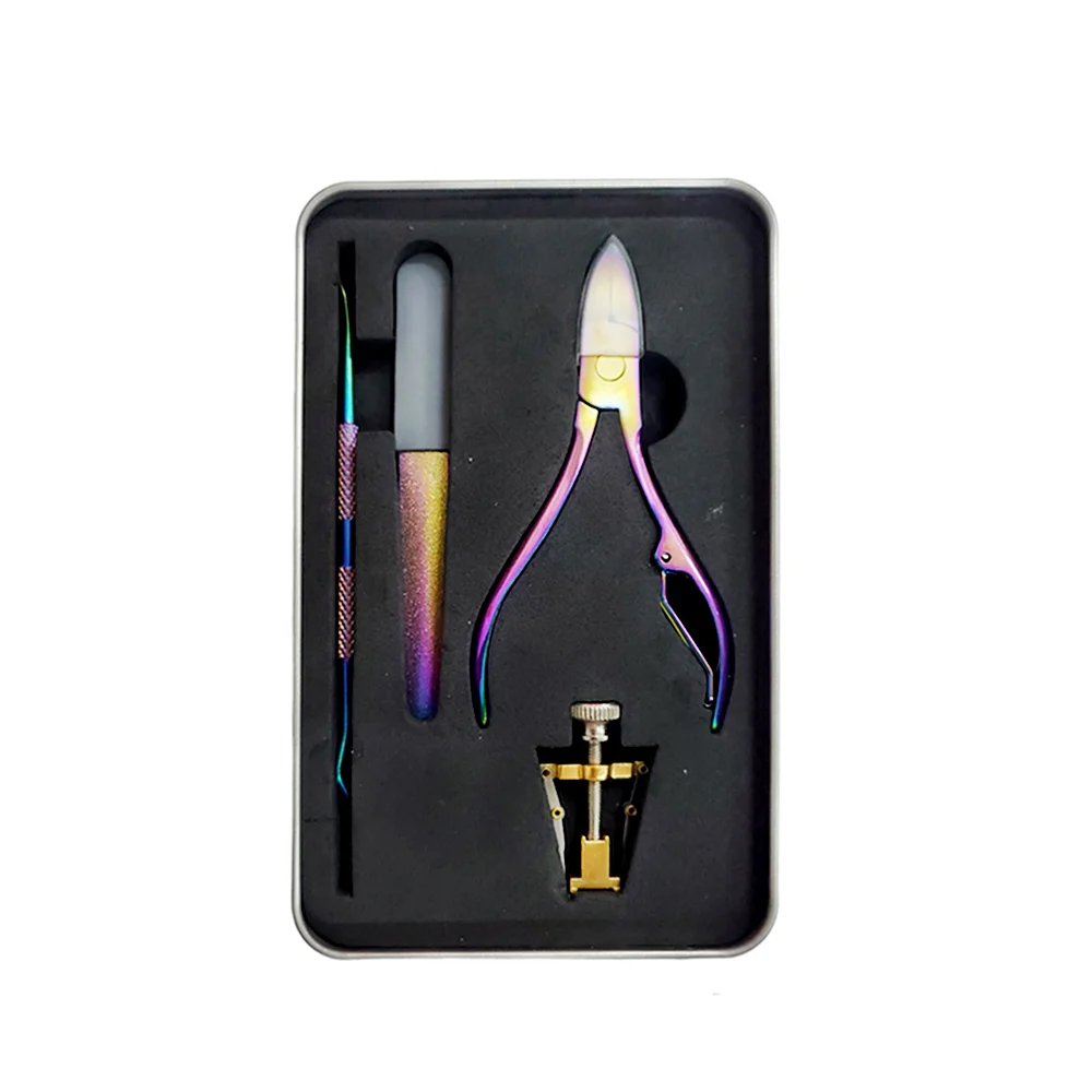 Estuche de manicure con lima, 1 alicata, 1 empujador de uñas y 1 apar…
