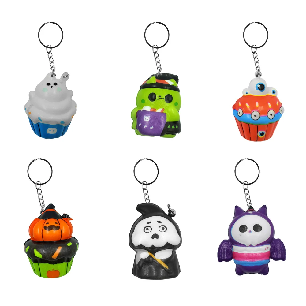 1pza Llavero squeeze antiestrés con diseño de cupcakes halloween o fa…