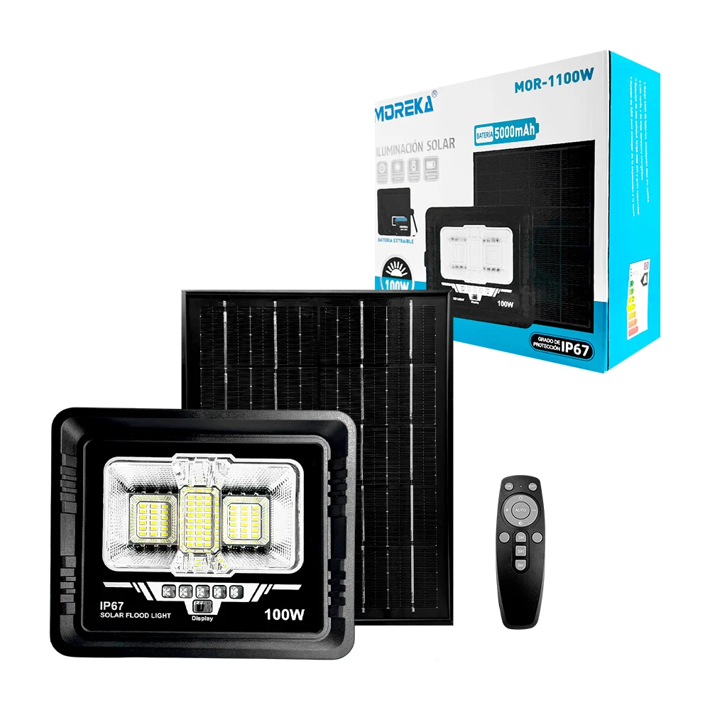 Sistema de iluminación solar con lámpara led de 100w ip67, panel sola…