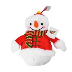 Peluche afelpado de muñeco de nieve con bufanda y ventosa para colgar…