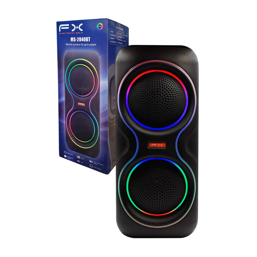 Bocina bluetooth fx de 8x2 pulgadas con luces rgb, ranuras usb y sd /…