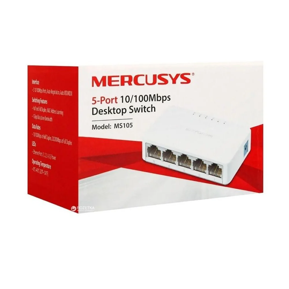 Switch de escritorio mercusys con 5 puetos de velocidad 10mbps a 100m…