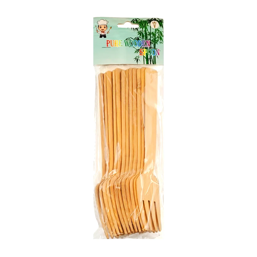 Paquete con 12 tenedores de madera de bambú natural / mt1336 / pure w…