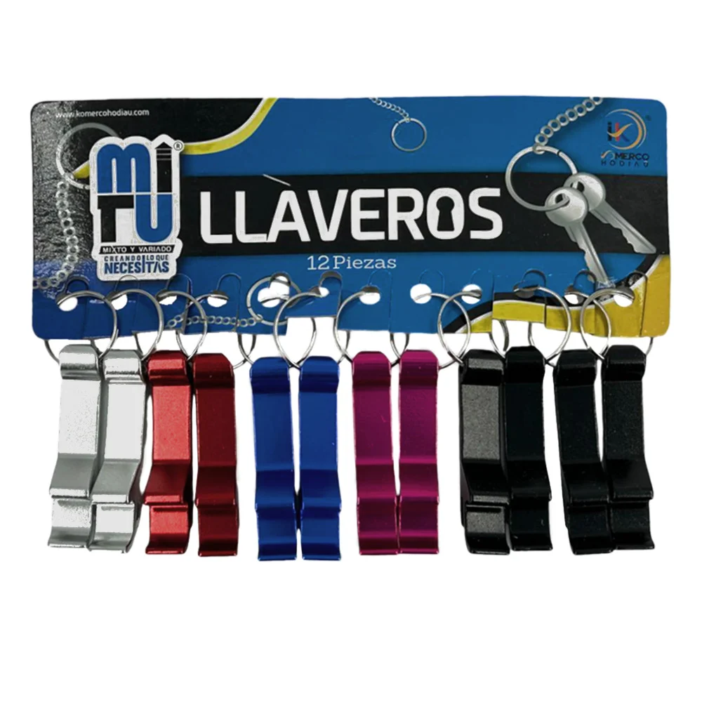 Paquete de 12 llaveros en forma de abrelatas metálicos, variedad de c…