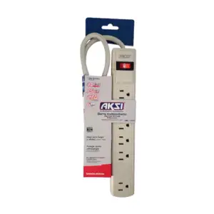 Barra multicontacto aksi con 6 tomacorrientes contactos, cable de 75c…